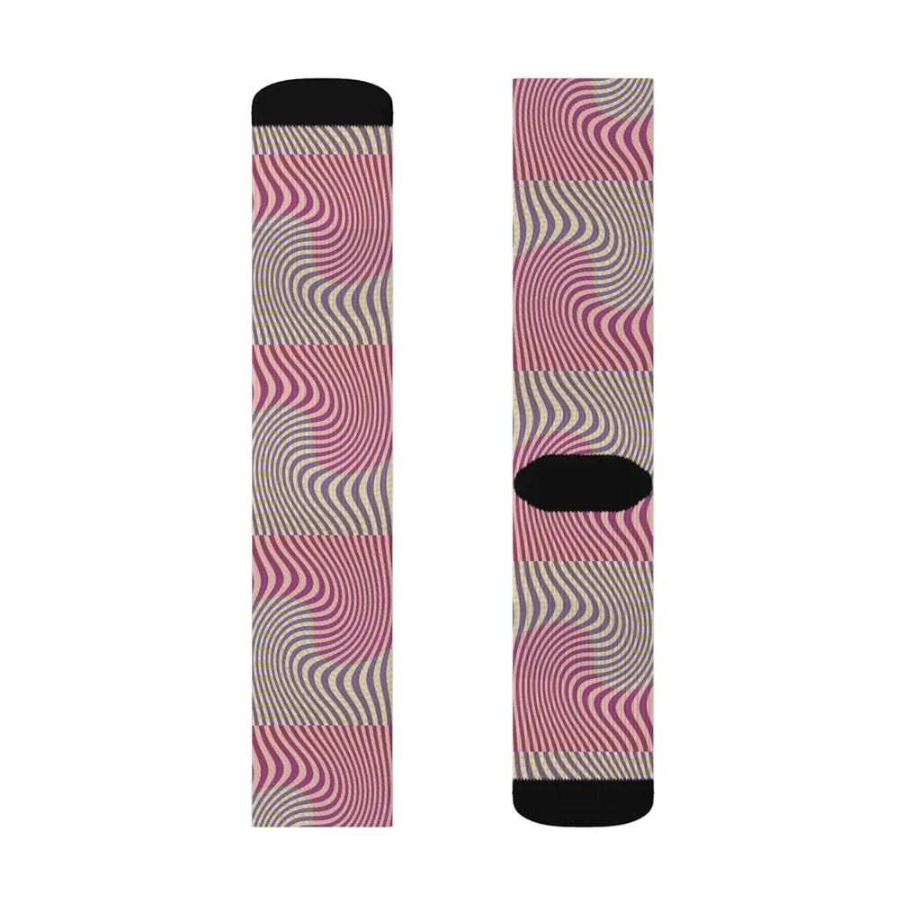 Abstract Wavy Red Socks - Bold Striped Design - DipaliZ