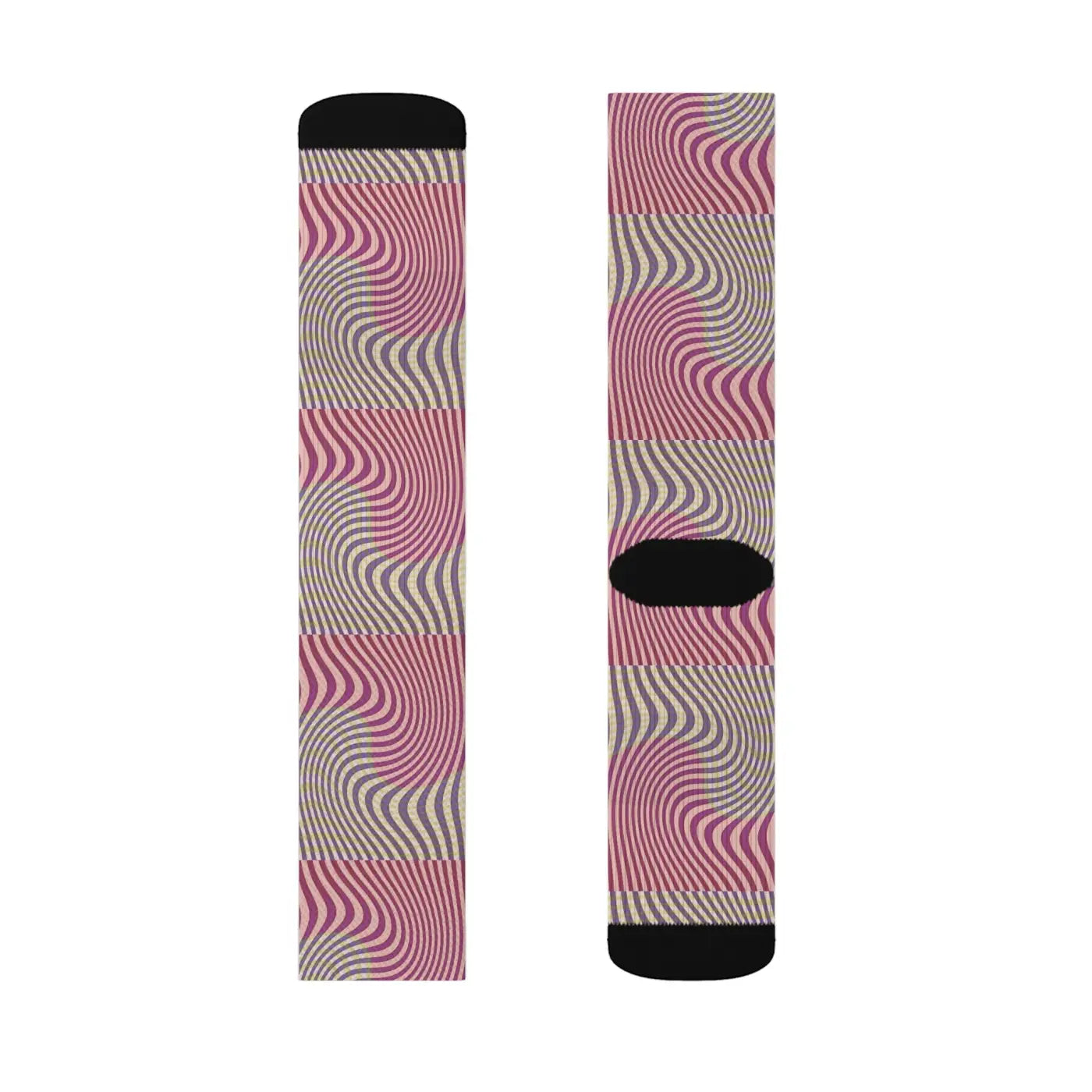 Abstract Wavy Red Socks - Bold Striped Design - DipaliZ