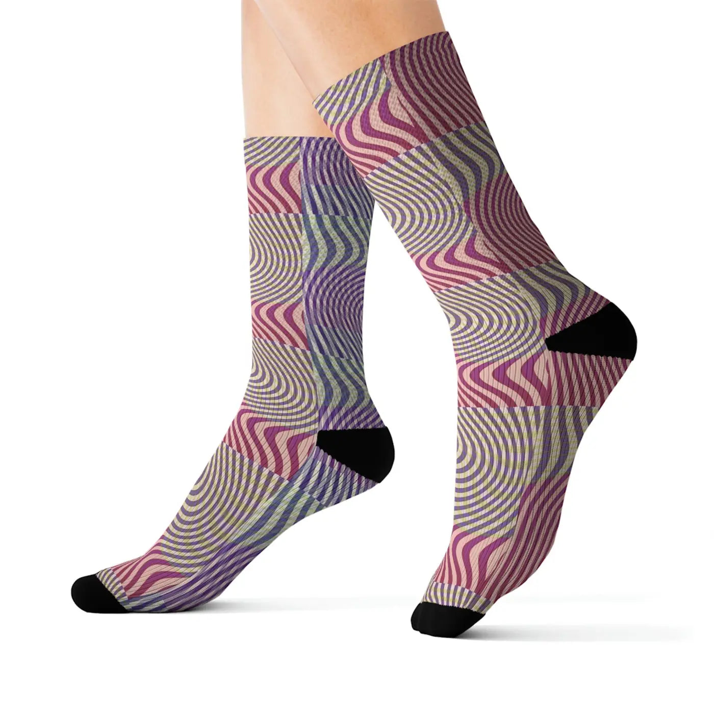 Abstract Wavy Red Socks - Bold Striped Design - DipaliZ