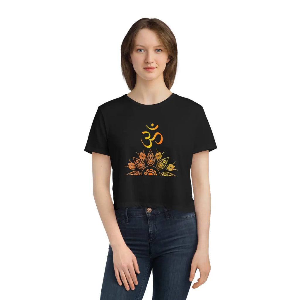 Flowy Cropped Tee - Aum Cotton Relaxed Fit - DipaliZ
