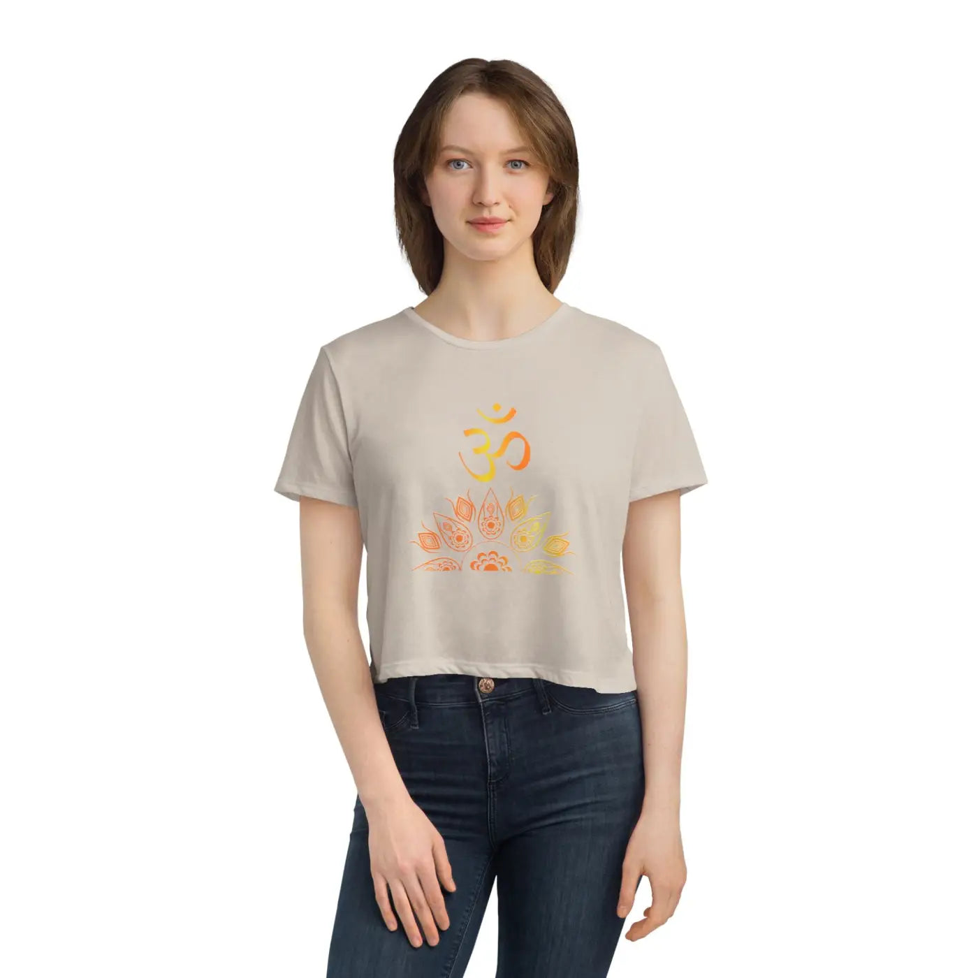 Flowy Cropped Tee - Aum Cotton Relaxed Fit - DipaliZ
