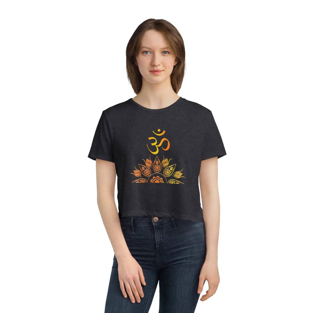 Flowy Cropped Tee - Aum Cotton Relaxed Fit - DipaliZ