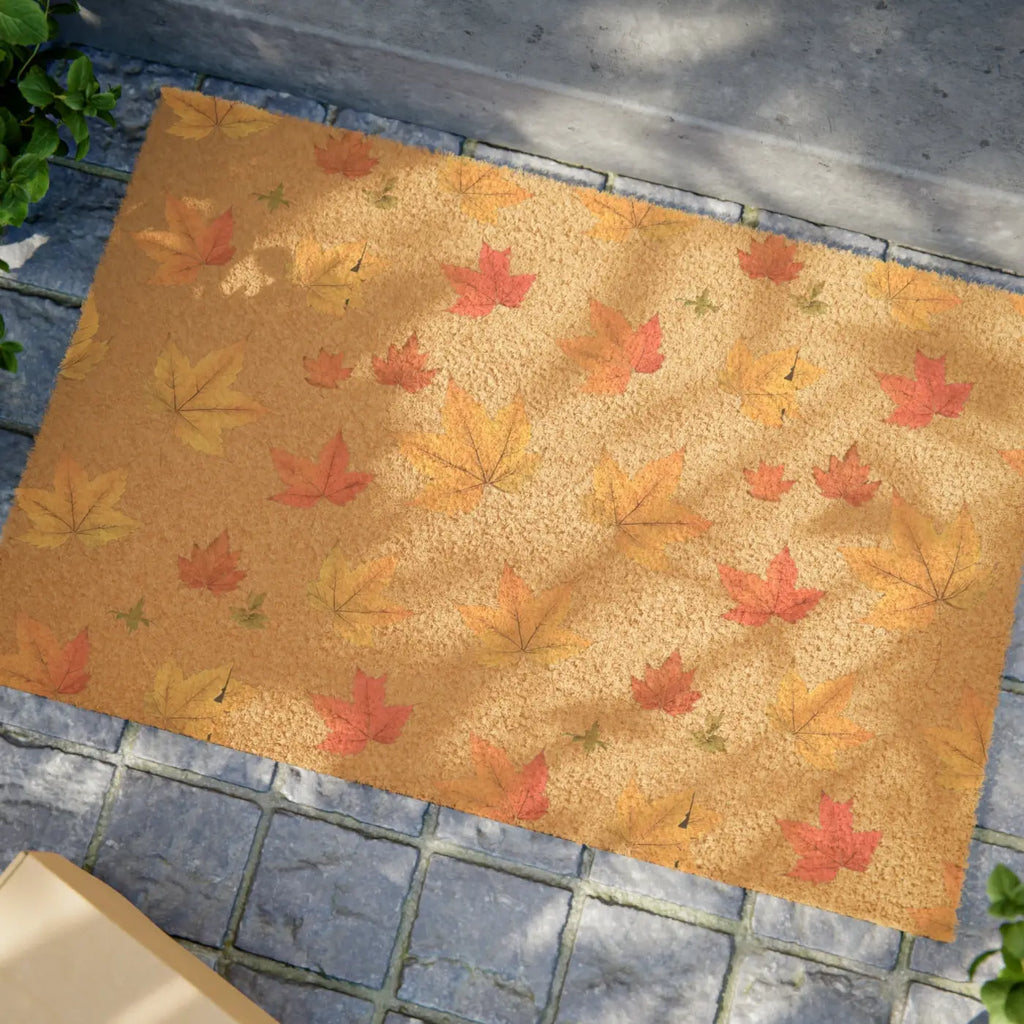 Autumn Leaves Doormat - Coir Coconut Fiber Fall Decor - DipaliZ