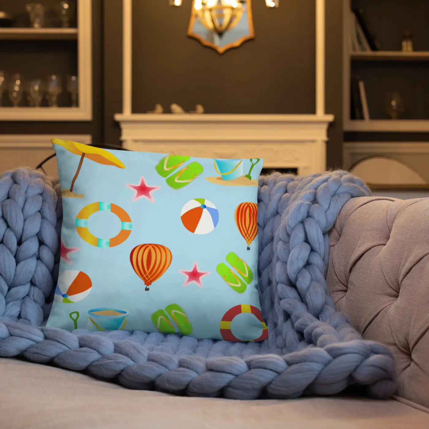 Cozy Throw Pillow - Summer Getaway Polyester Design - DipaliZ