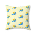 Blue Bird On Yellow Throw Pillow - Polyester Square - DipaliZ