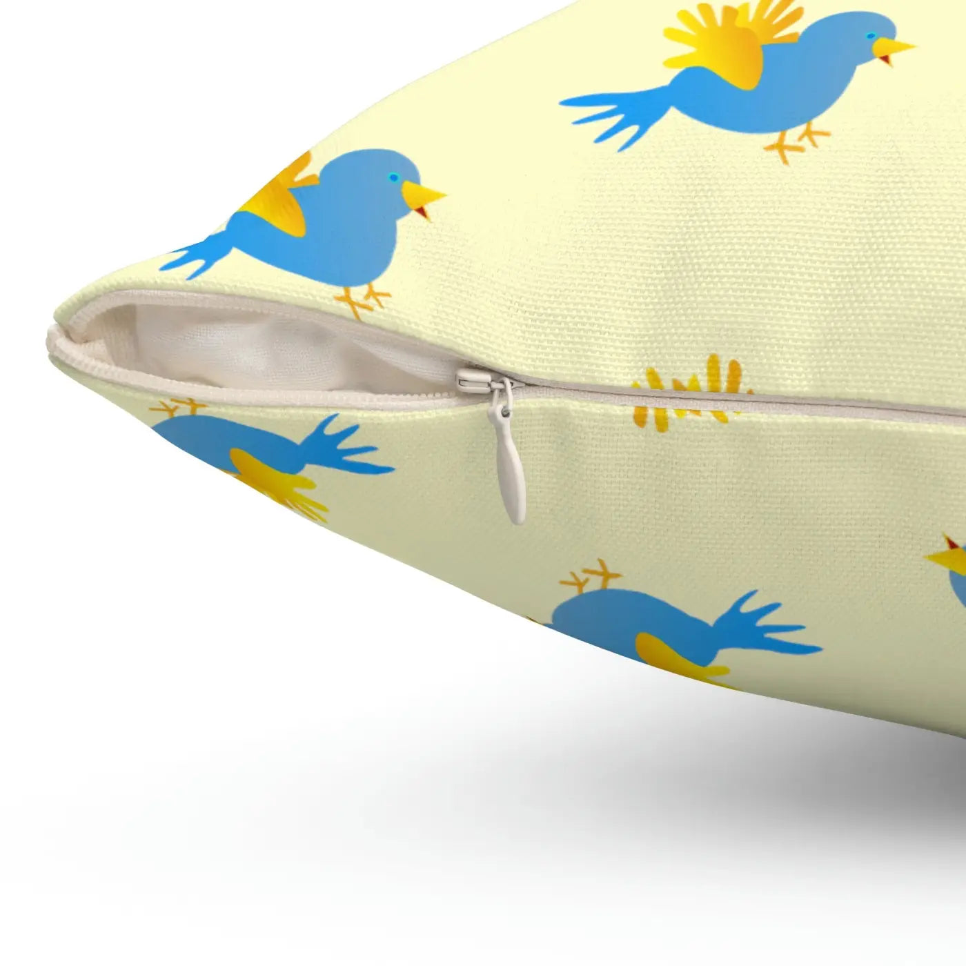 Blue Bird On Yellow Throw Pillow - Polyester Square - DipaliZ