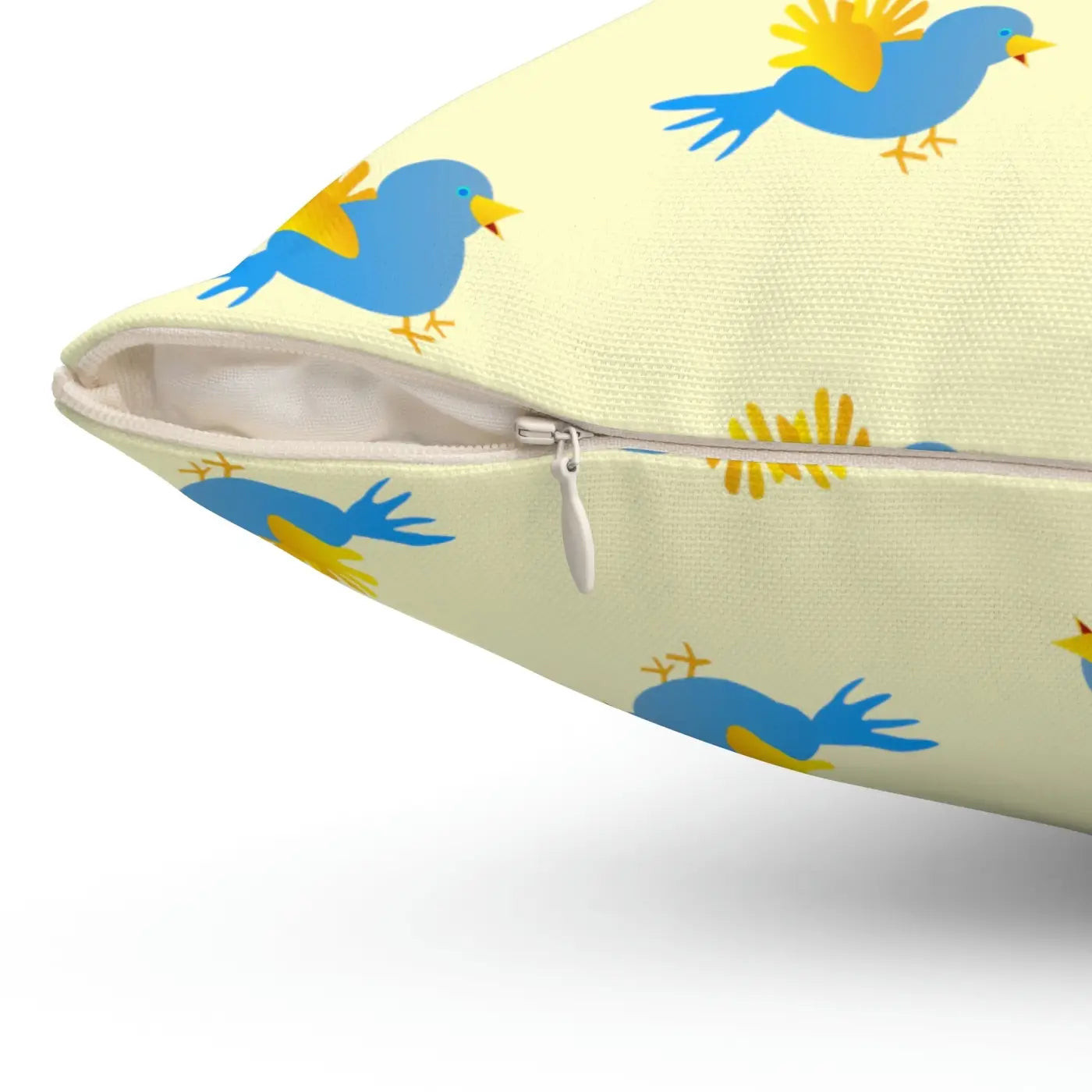 Blue Bird On Yellow Throw Pillow - Polyester Square - DipaliZ