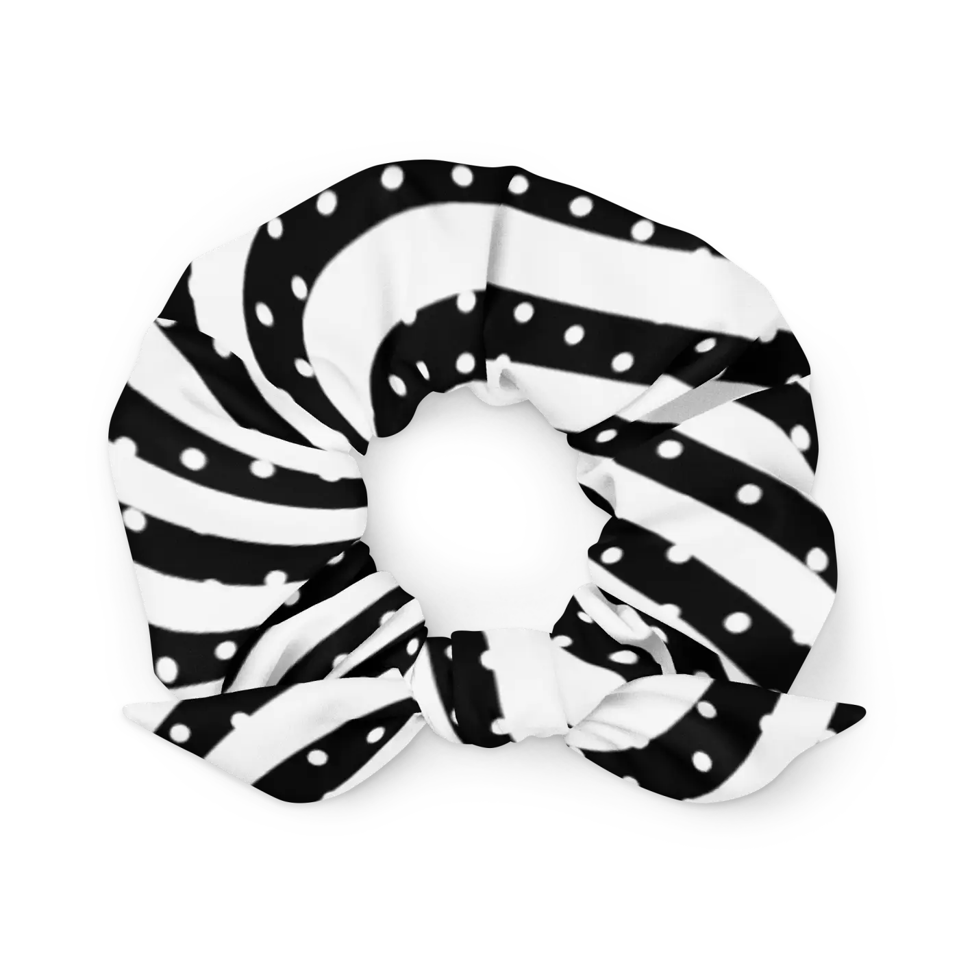 Recycled Scrunchie - Black Lines Striped Design - DipaliZ