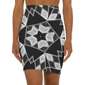 Chic Mini Skirt - White Geometrical Pattern Design - DipaliZ