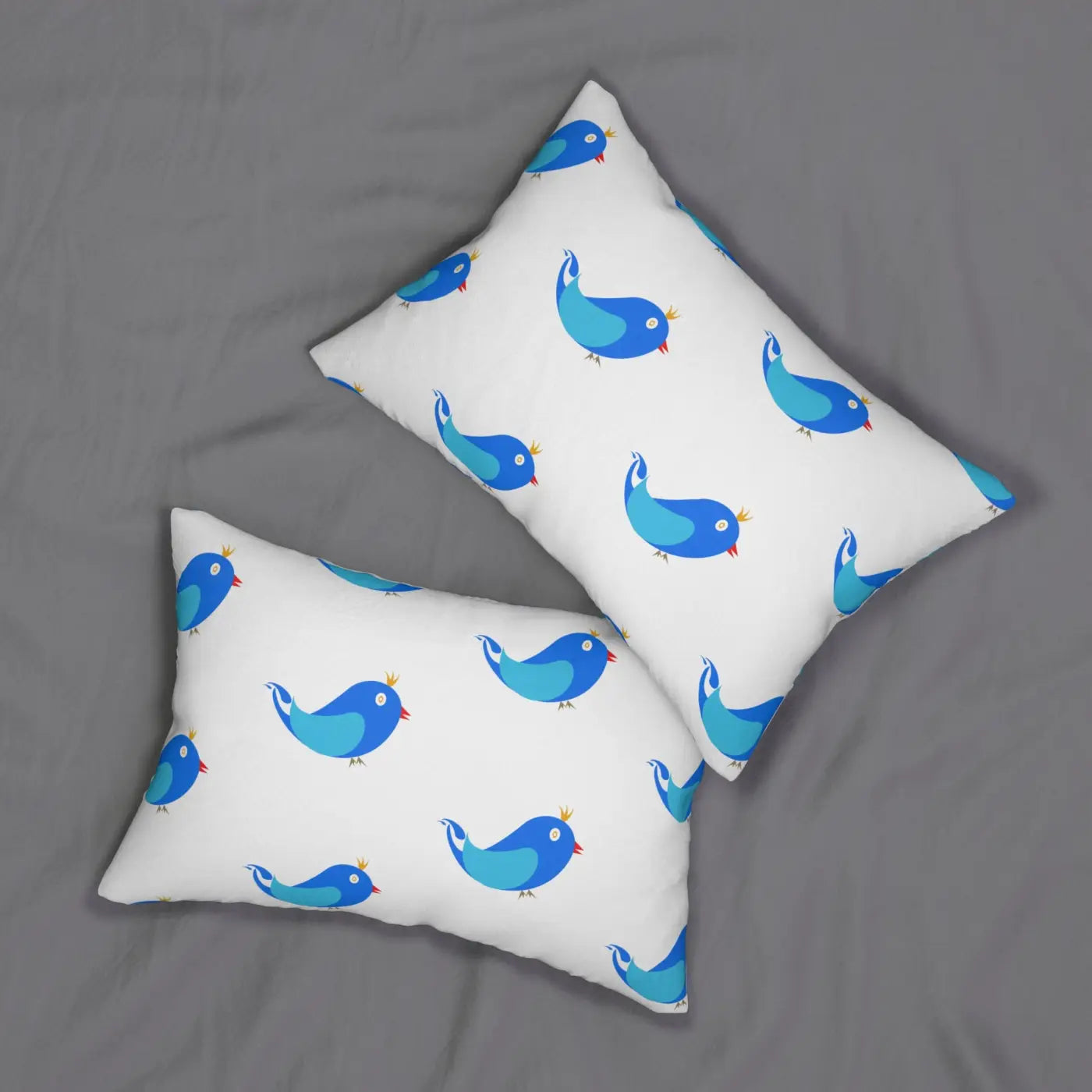 Blue Birds Polyester Lumbar Pillow - Spun Polyester - DipaliZ