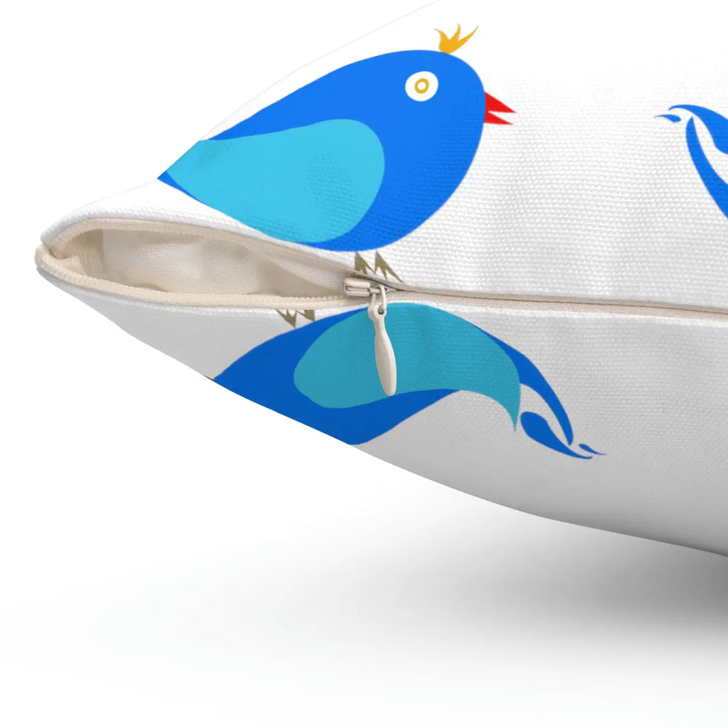Blue Birds Polyester Square Pillow - Cheerful Home Decor - DipaliZ