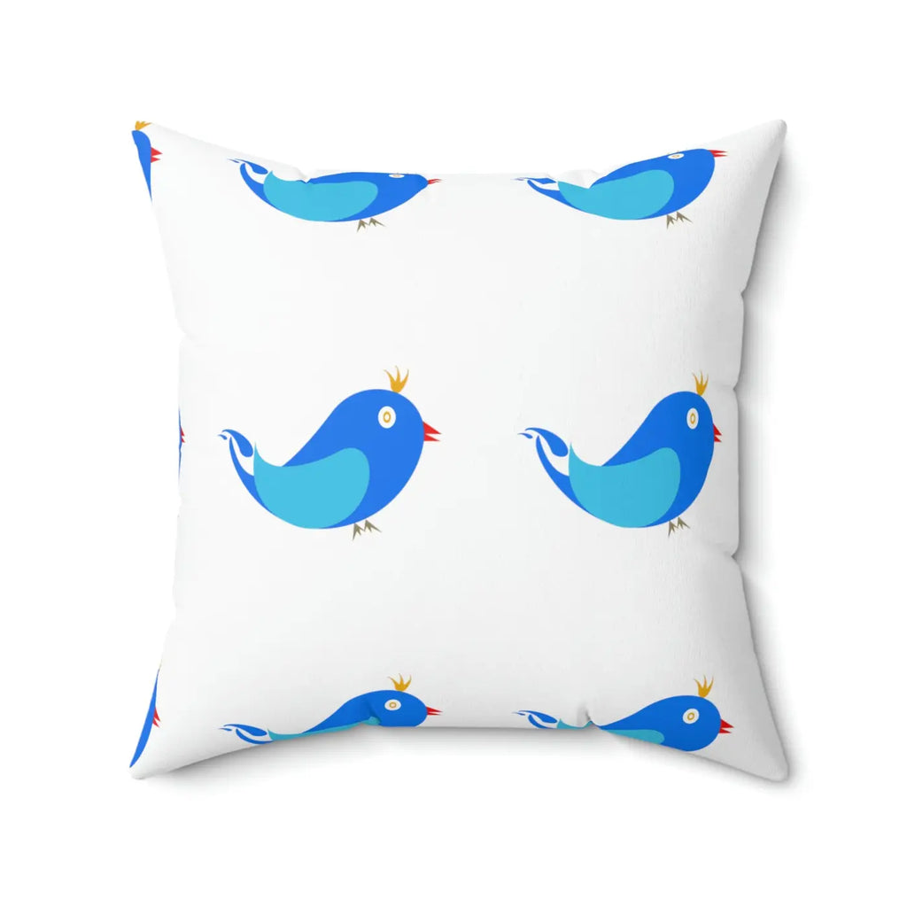 Blue Birds Polyester Square Pillow - Cheerful Home Decor - DipaliZ