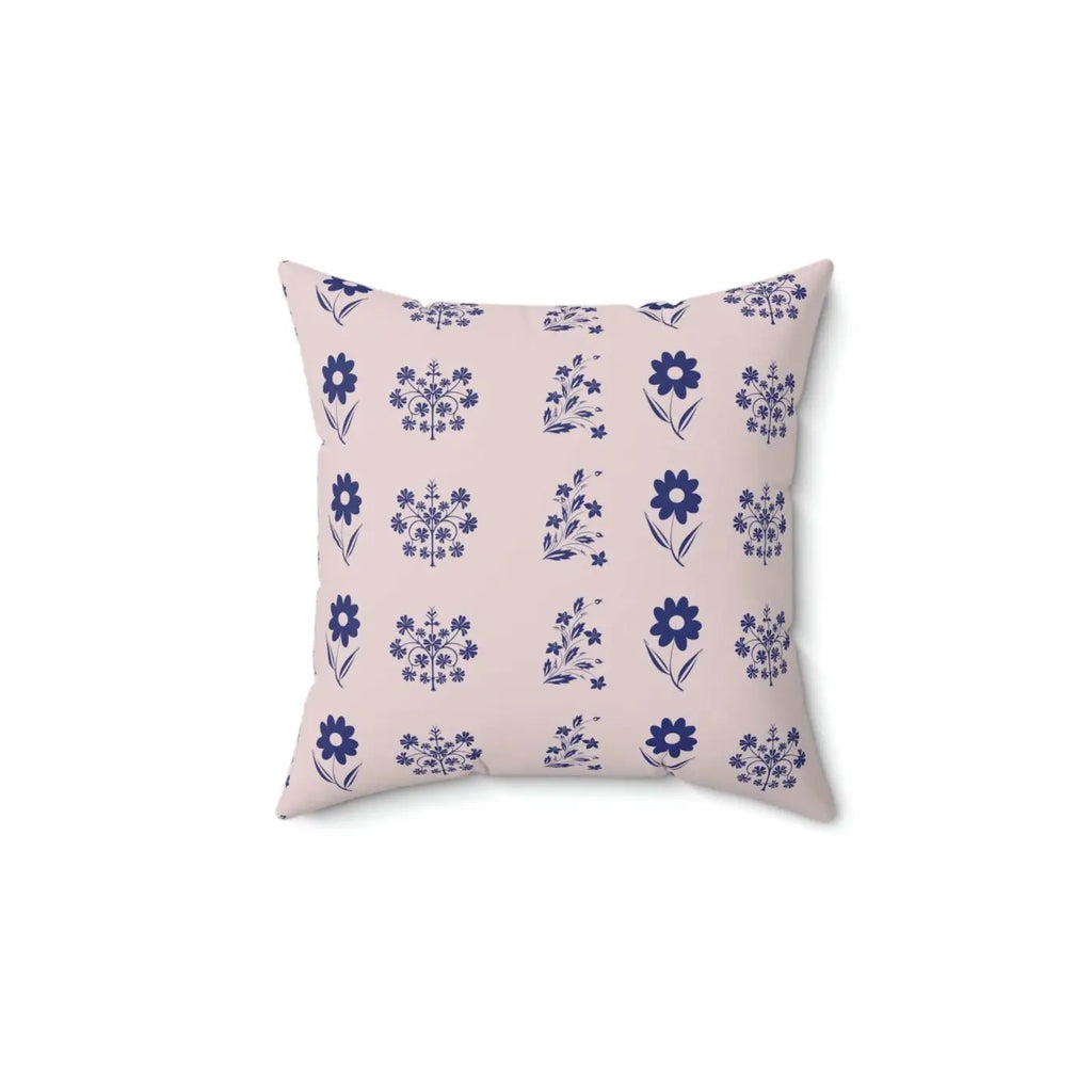 Vibrant Blue Flowers Throw Pillow - Polyester Square - DipaliZ