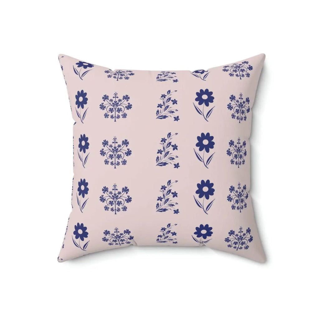 Vibrant Blue Flowers Throw Pillow - Polyester Square - DipaliZ