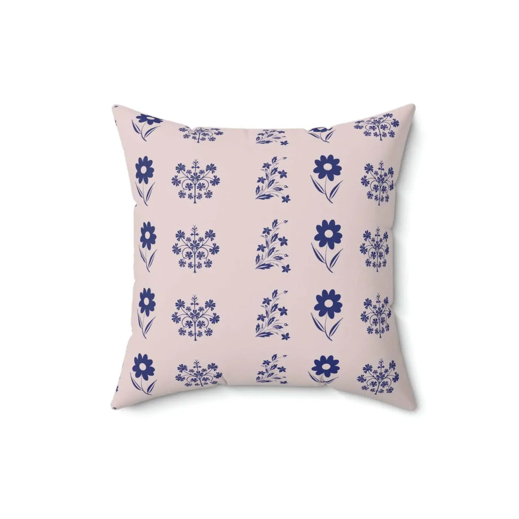 Vibrant Blue Flowers Throw Pillow - Polyester Square - DipaliZ