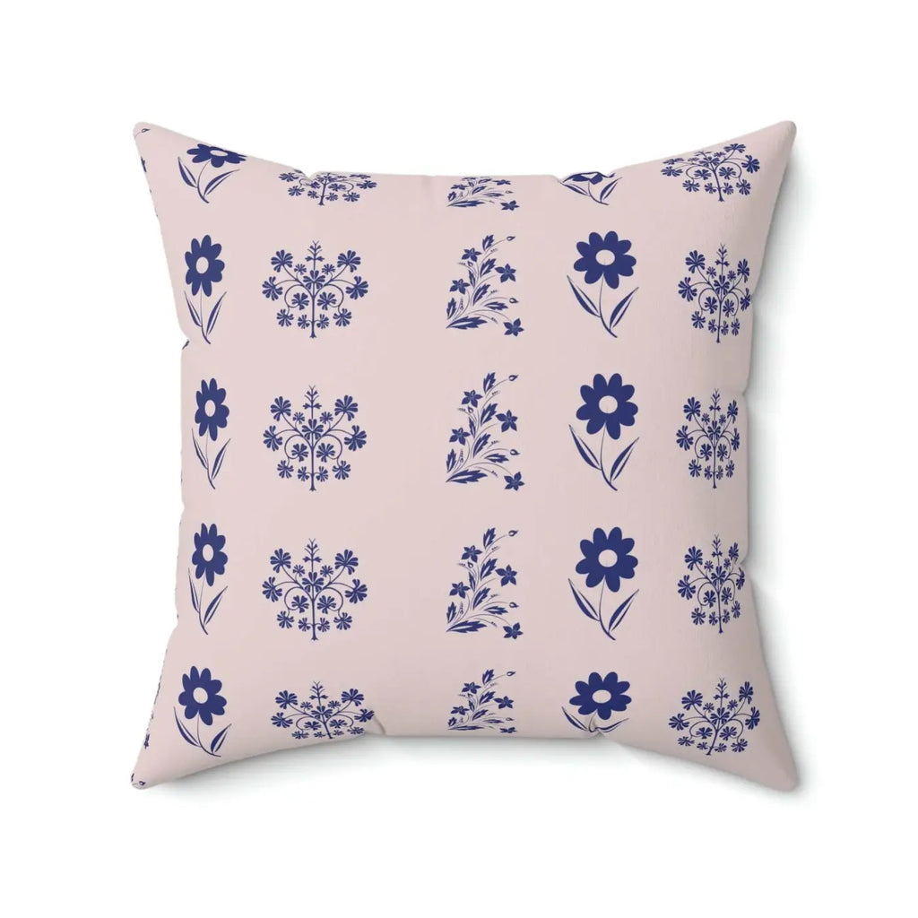 Vibrant Blue Flowers Throw Pillow - Polyester Square - DipaliZ