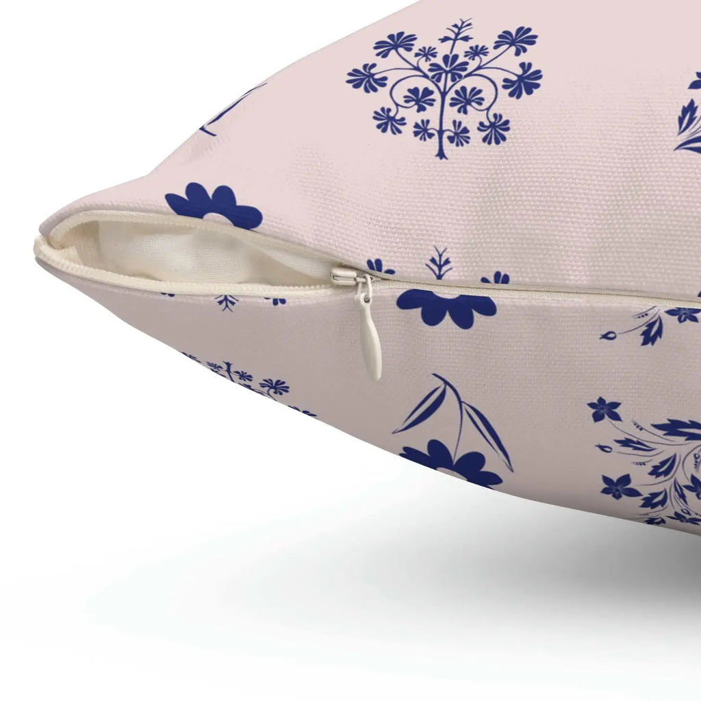 Vibrant Blue Flowers Throw Pillow - Polyester Square - DipaliZ