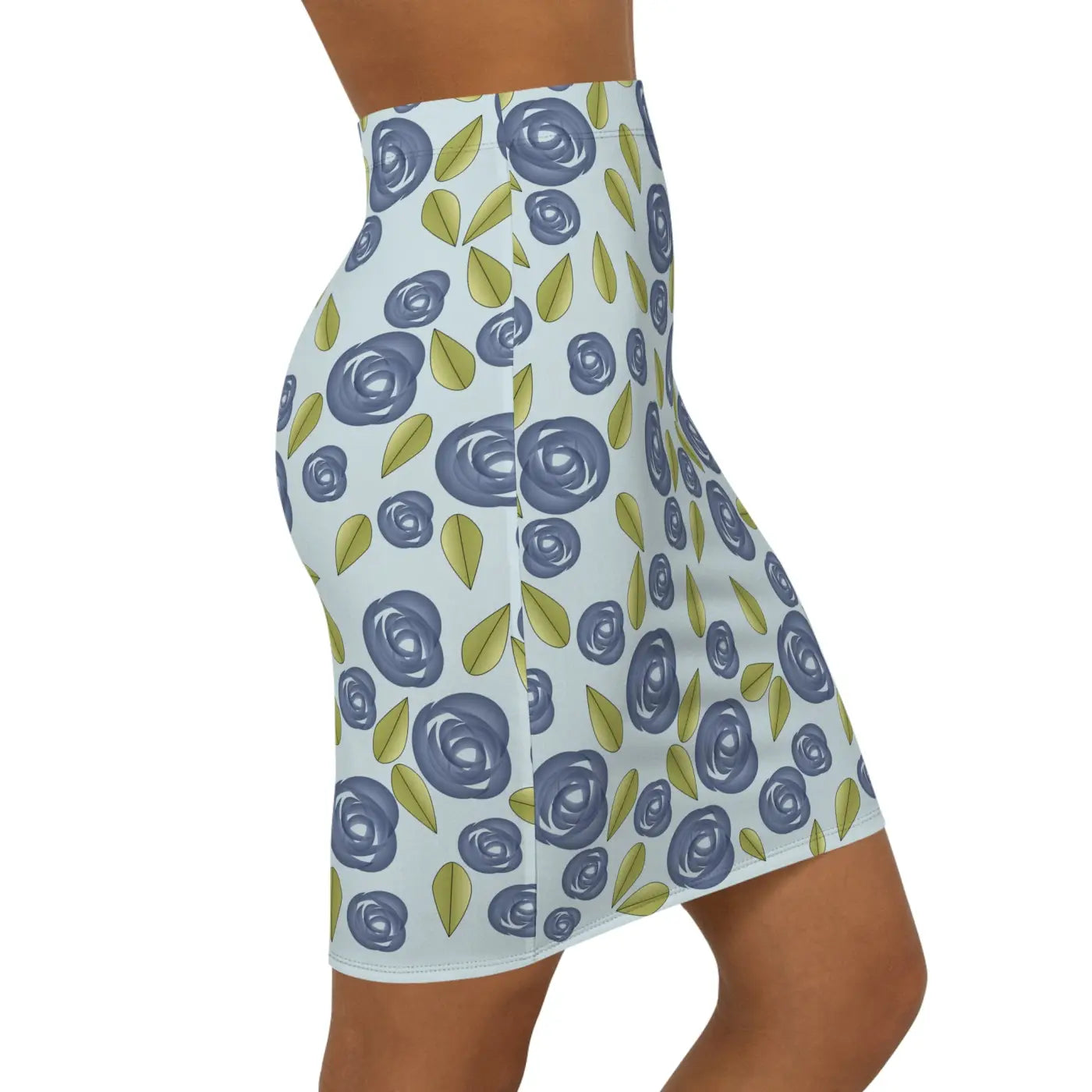 Blue Roses Mini Skirt - Floral Fashion Statement - DipaliZ