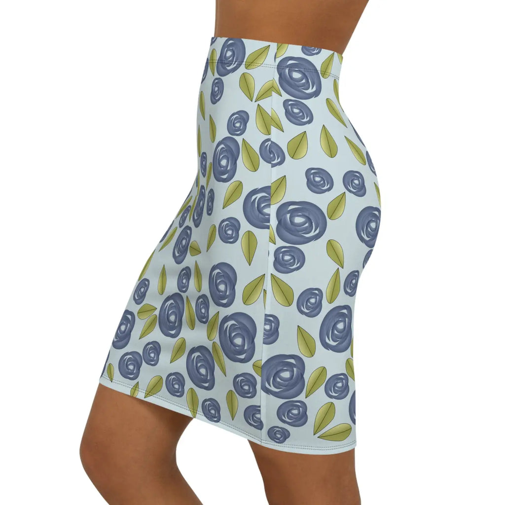 Blue Roses Mini Skirt - Floral Fashion Statement - DipaliZ