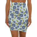 Blue Roses Mini Skirt - Floral Fashion Statement - DipaliZ