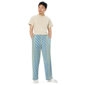 Wide Leg Pants - Blue Yellow Check Print Unisex - DipaliZ