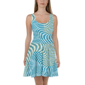 Skater Dress - Blue and Yellow Stripes Polyester Spandex - DipaliZ