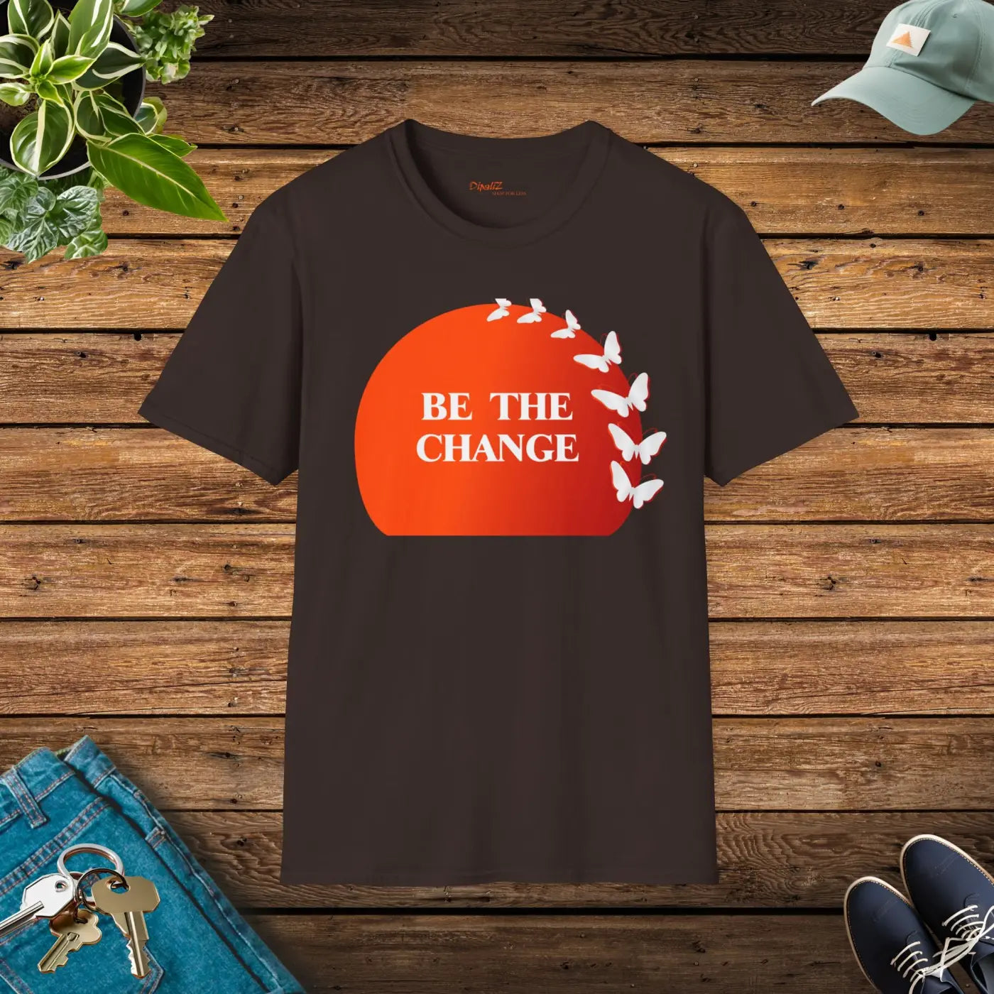 Butterfly T-Shirt - Be The Change Positive Vibes - DipaliZ