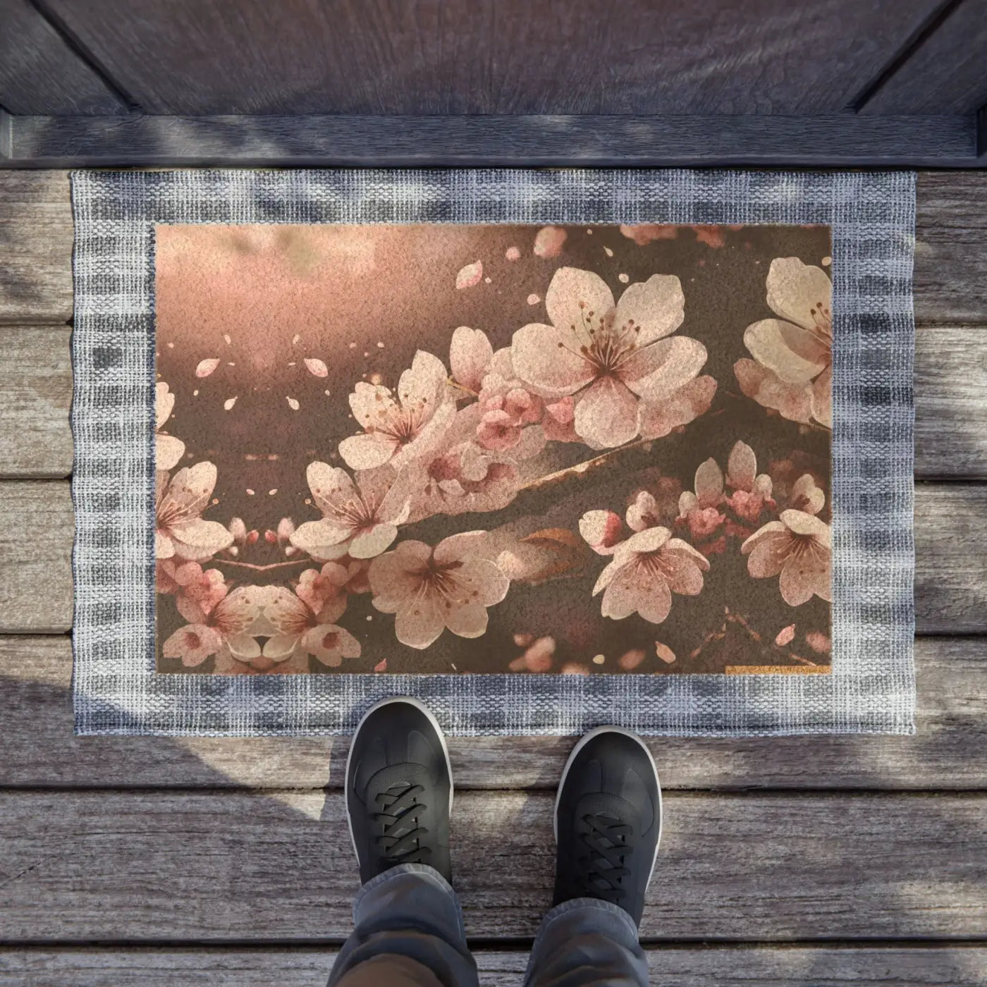 Custom Cherry Blossom Doormat - Tufted Coir Coconut Fiber - DipaliZ