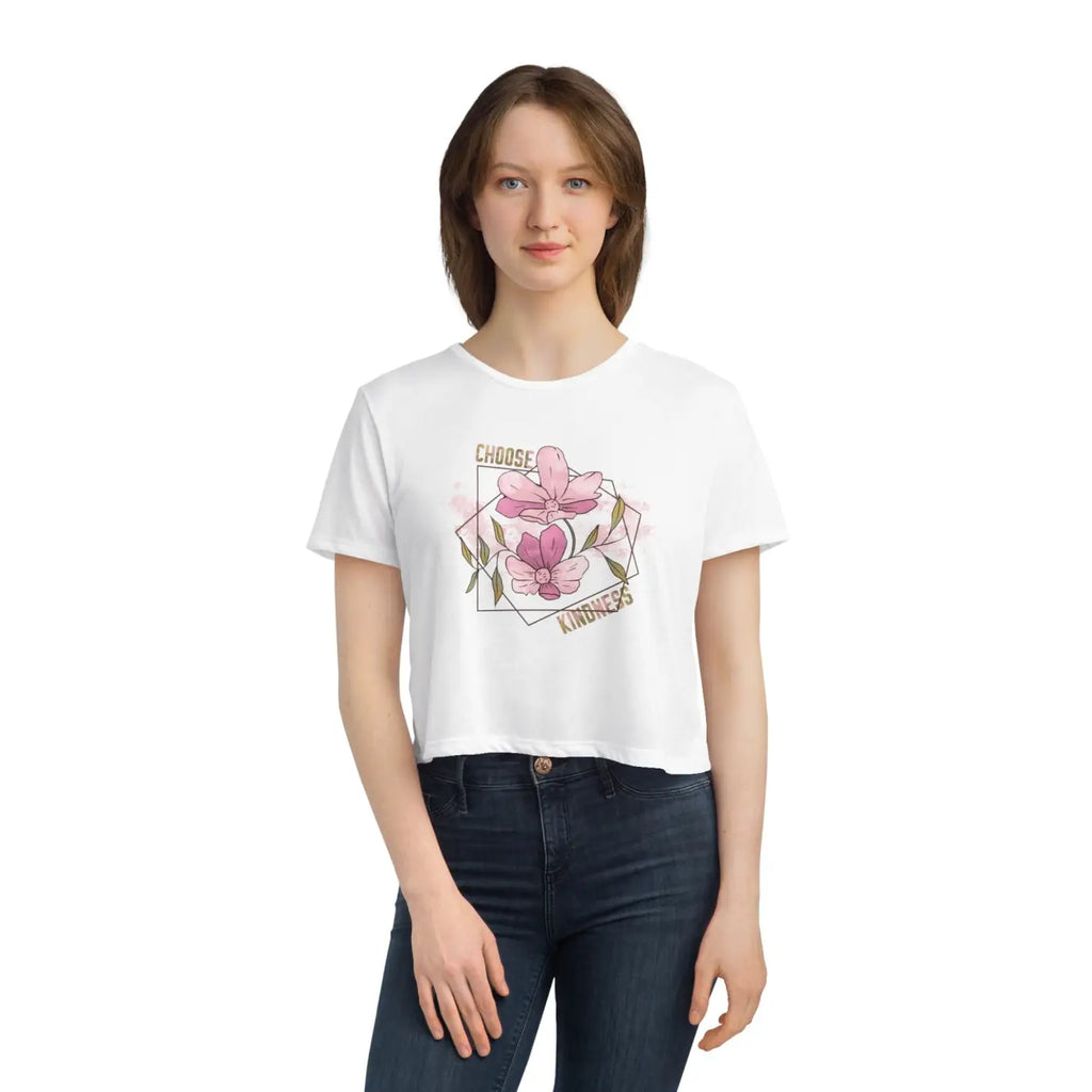 Flowy Cropped Tee - Choose Kindness Everyday Comfort - DipaliZ