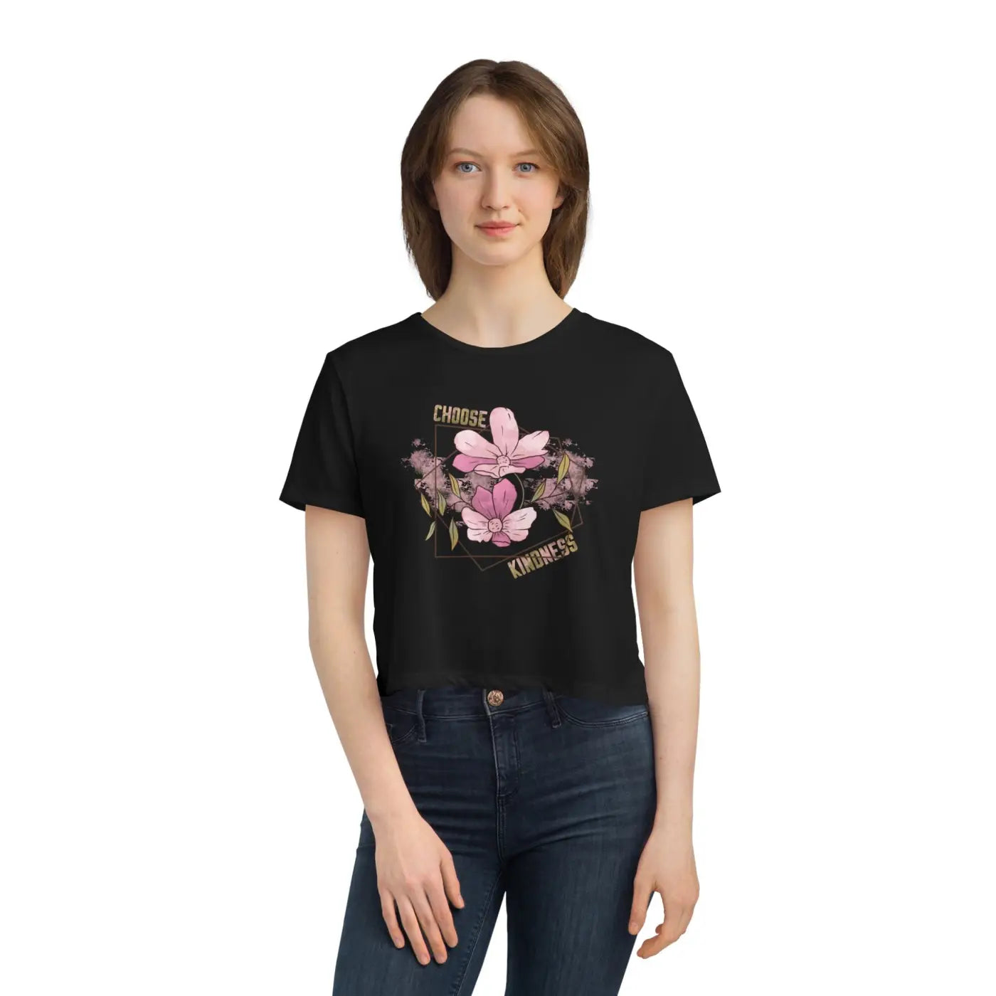 Flowy Cropped Tee - Choose Kindness Everyday Comfort - DipaliZ