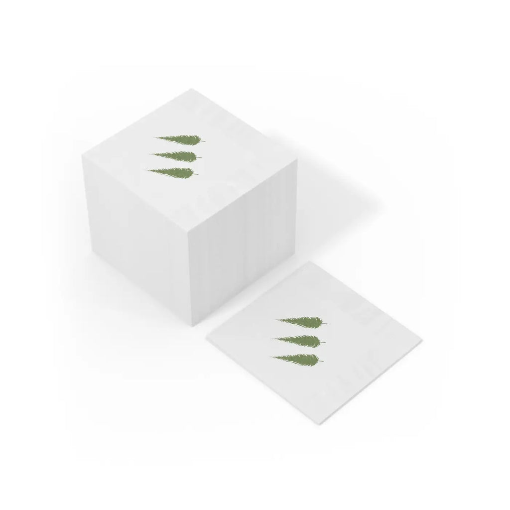 Custom White Coined Napkins - Christmas Tree Design - DipaliZ