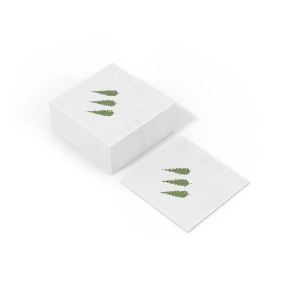 Custom White Coined Napkins - Christmas Tree Design - DipaliZ