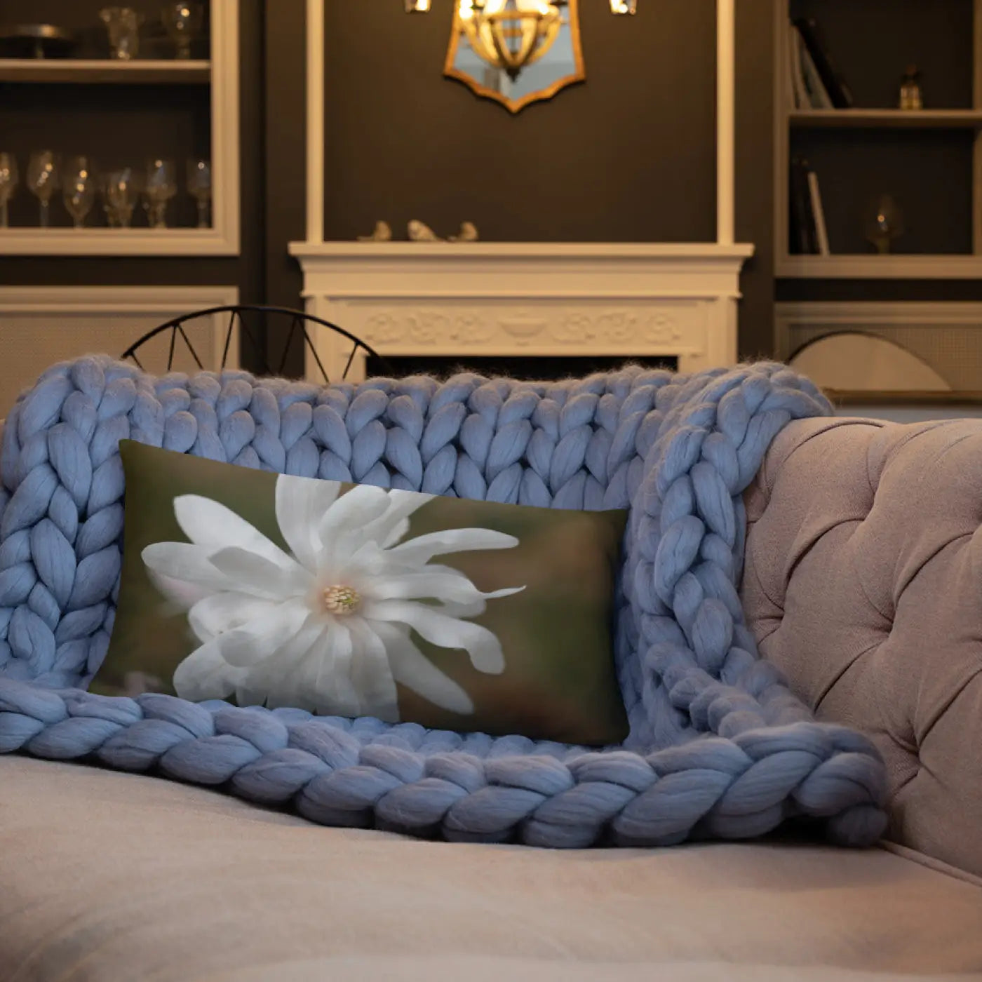 Magnolia Flower Throw Pillow - Insert Included - DipaliZ