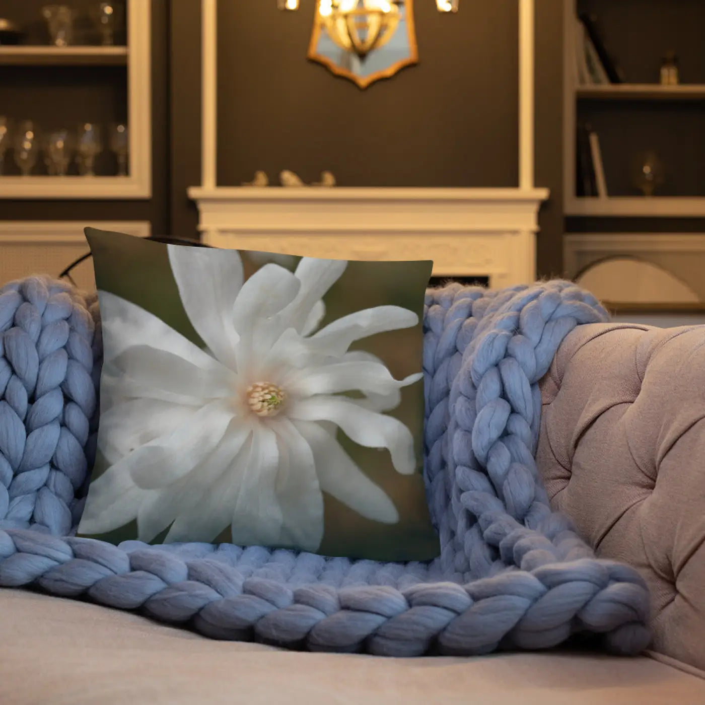Magnolia Flower Throw Pillow - Insert Included - DipaliZ