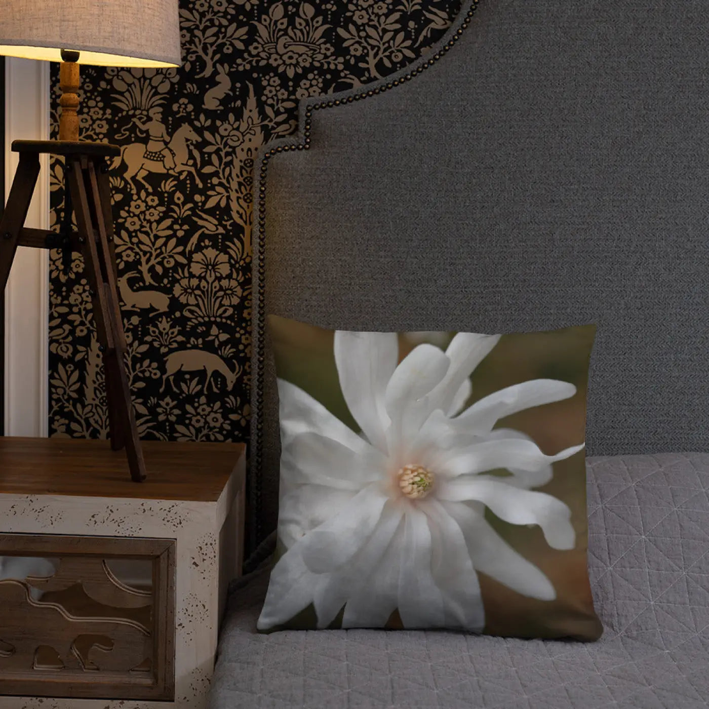 Magnolia Flower Throw Pillow - Insert Included - DipaliZ