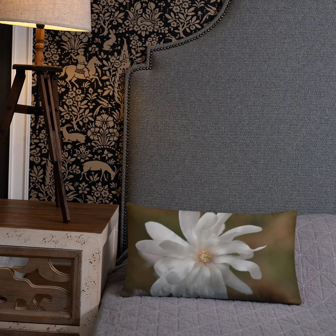 Magnolia Flower Throw Pillow - Insert Included - DipaliZ