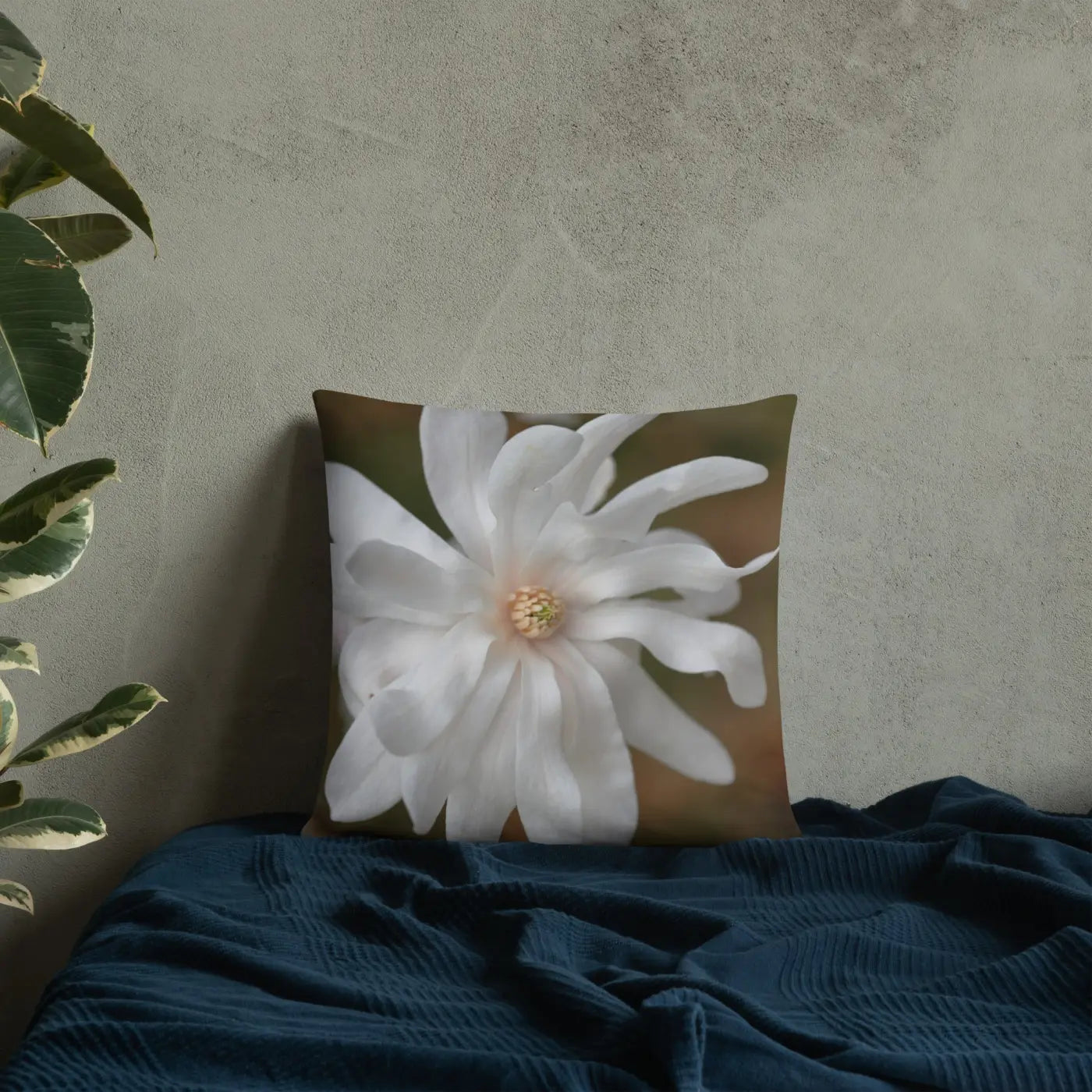 Magnolia Flower Throw Pillow - Insert Included - DipaliZ