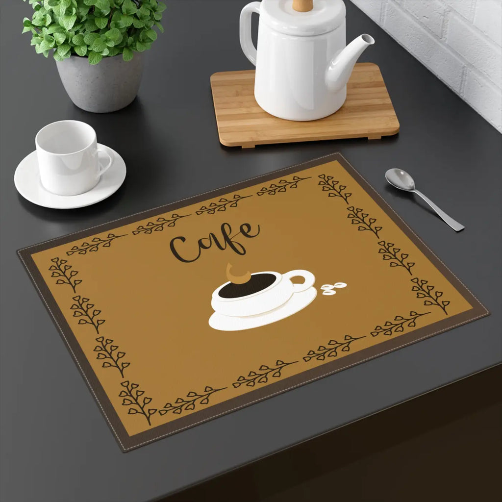 Coffee Cup Placemat - Chic Text Cafe Table Decor - DipaliZ