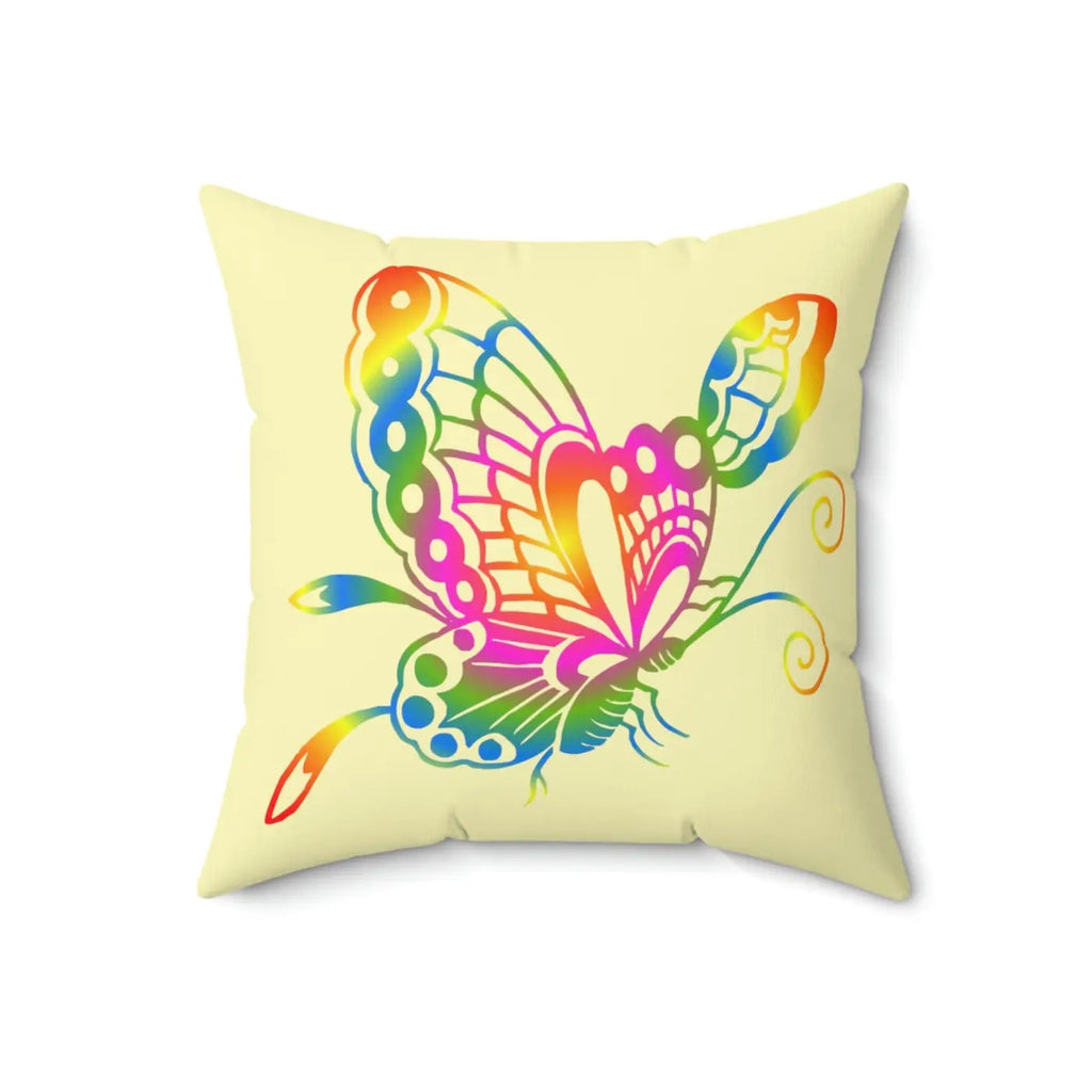 Rainbow Colors Butterfly Polyester Square Pillow - Spun Design - DipaliZ