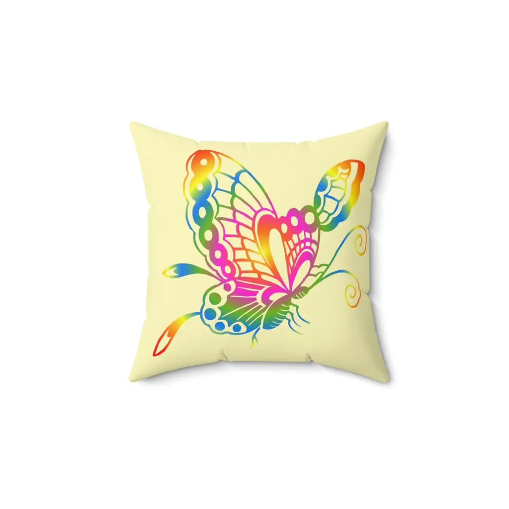 Rainbow Colors Butterfly Polyester Square Pillow - Spun Design - DipaliZ