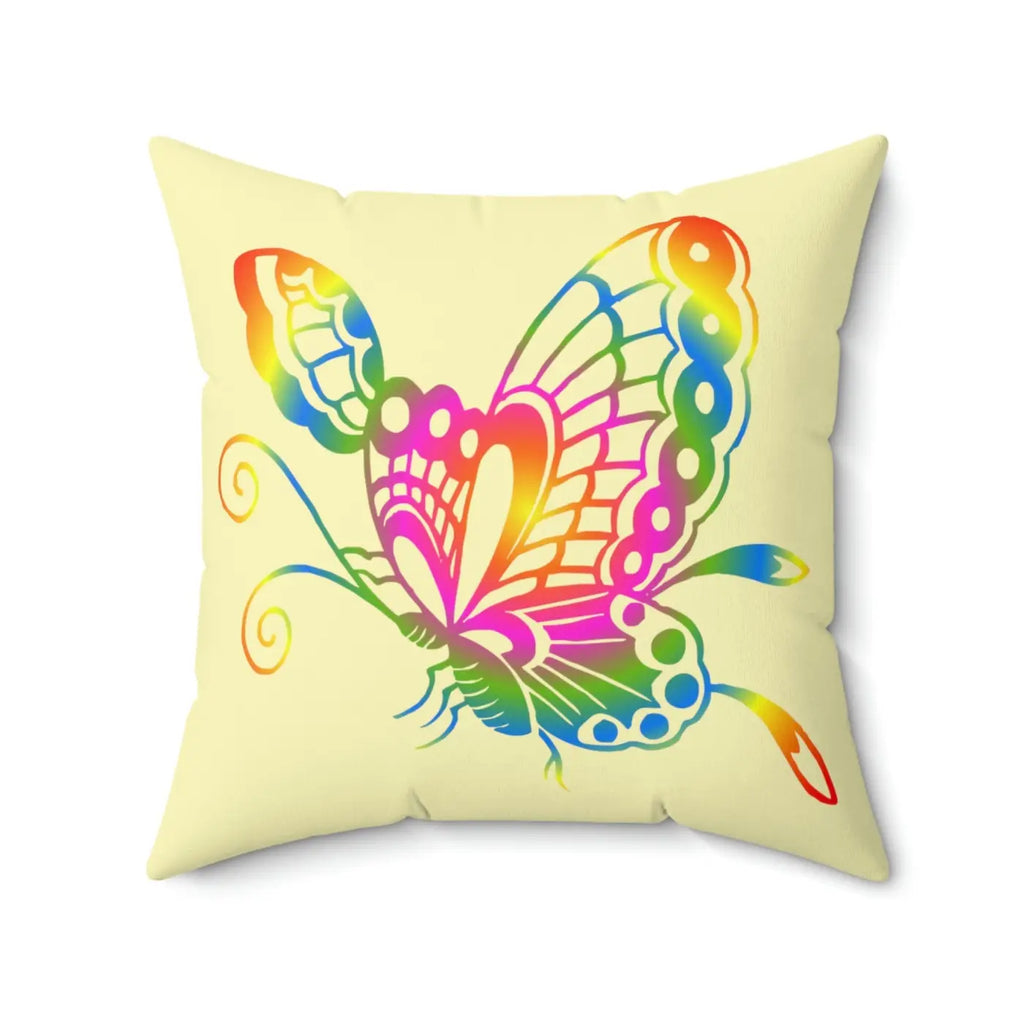 Rainbow Colors Butterfly Polyester Square Pillow - Spun Design - DipaliZ