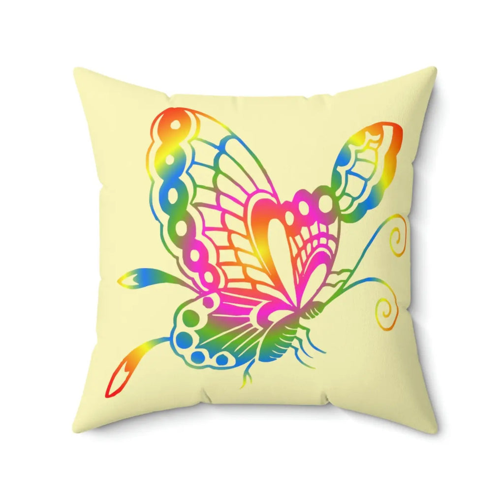 Rainbow Colors Butterfly Polyester Square Pillow - Spun Design - DipaliZ