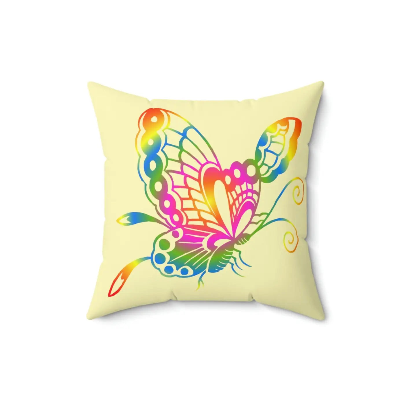 Rainbow Colors Butterfly Polyester Square Pillow - Spun Design - DipaliZ