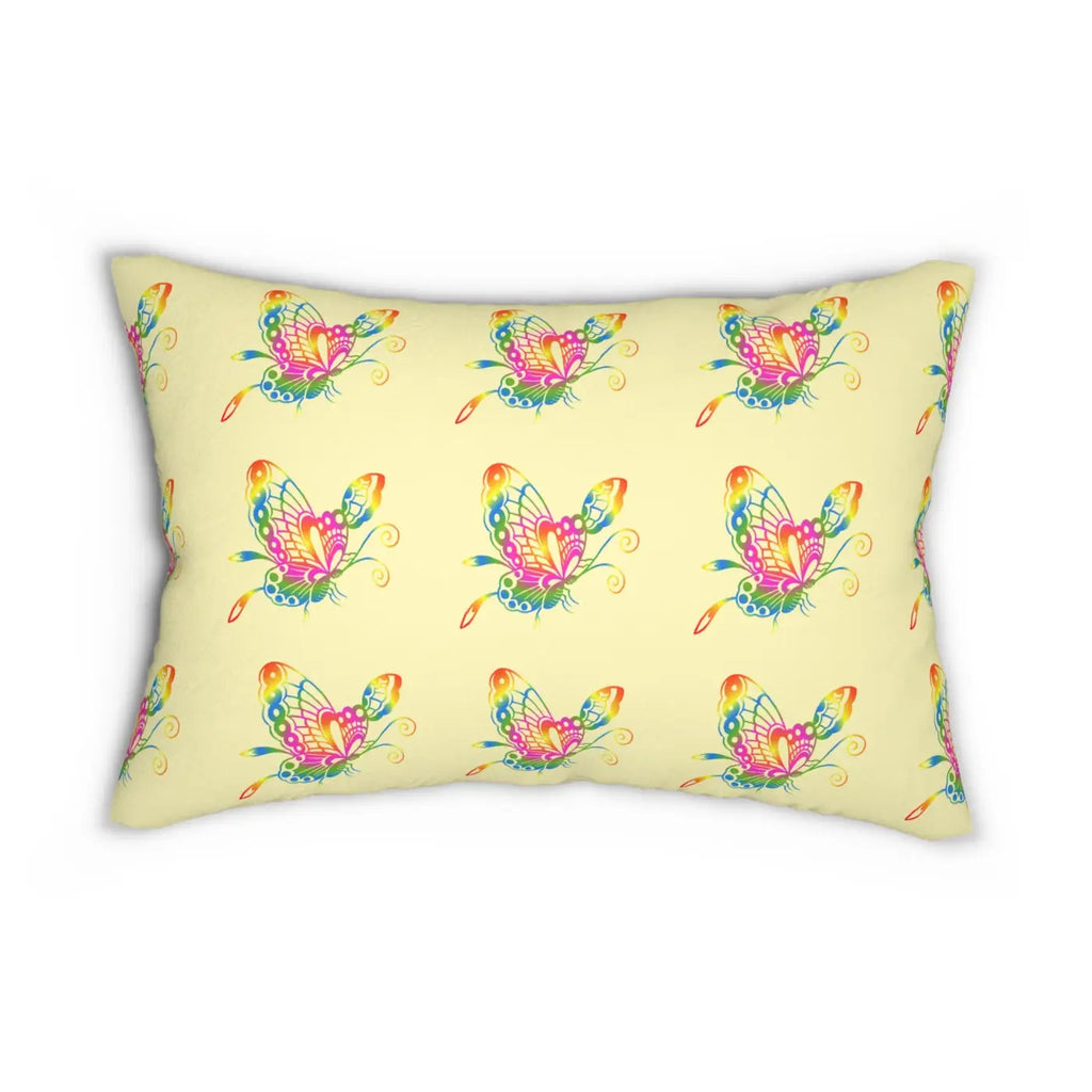 Butterfly Spun Polyester Lumbar Pillow - Yellow Home Decor - DipaliZ
