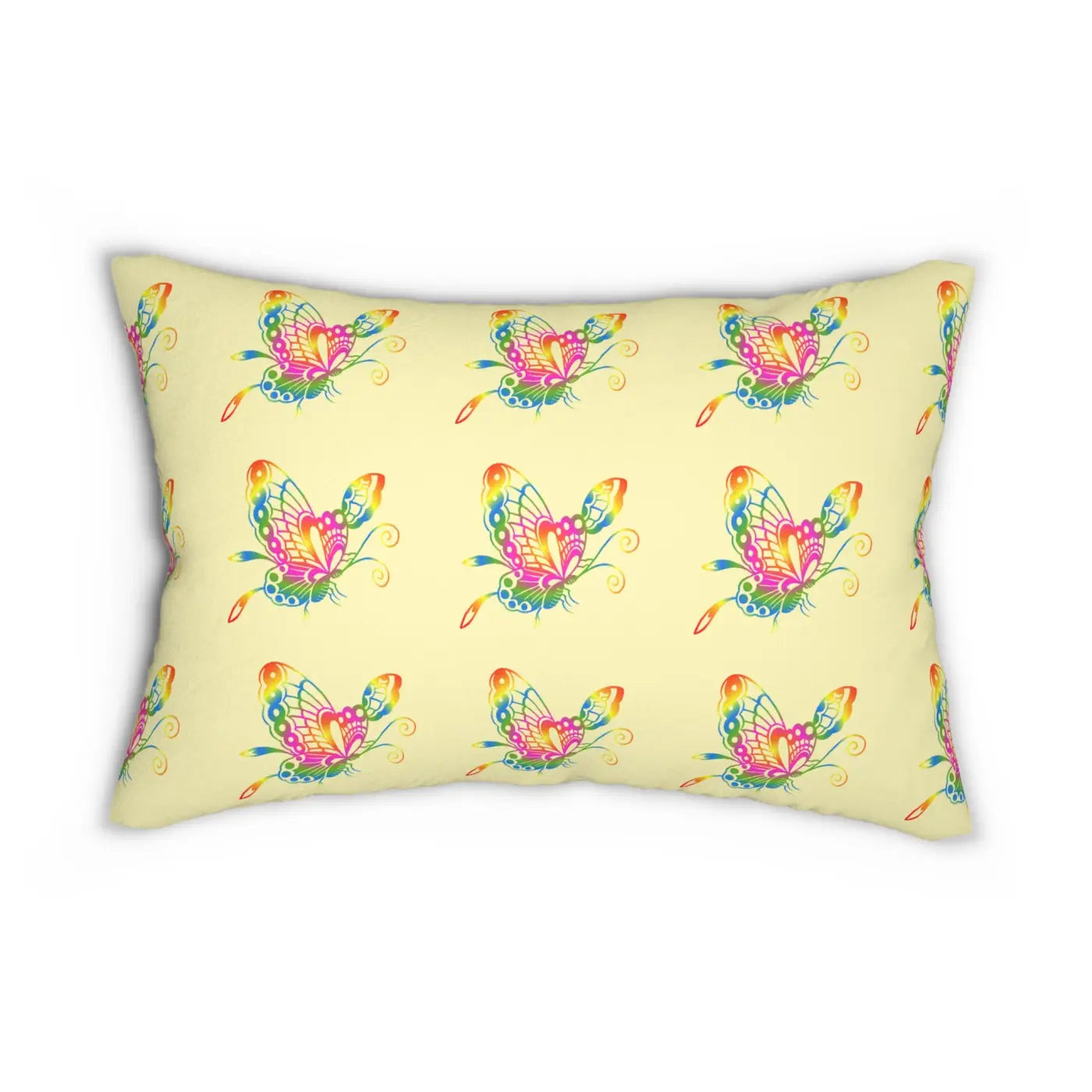Butterfly Spun Polyester Lumbar Pillow - Yellow Home Decor - DipaliZ