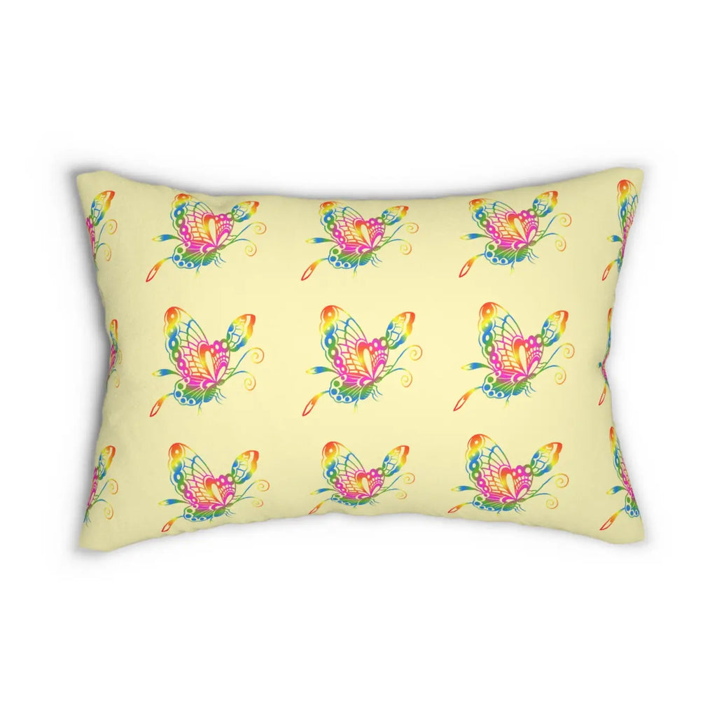 Butterfly Spun Polyester Lumbar Pillow - Yellow Home Decor - DipaliZ