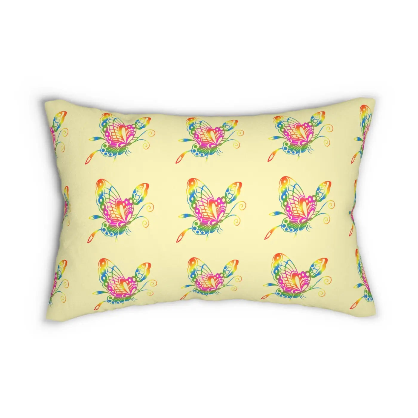 Butterfly Spun Polyester Lumbar Pillow - Yellow Home Decor - DipaliZ