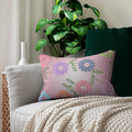 Floral Spun Polyester Lumbar Pillow - Pink Garden Design - DipaliZ