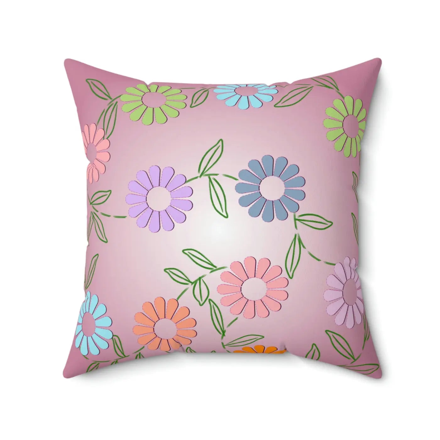 Colorful Flowers Polyester Square Pillow - Vibrant Home Decor - DipaliZ