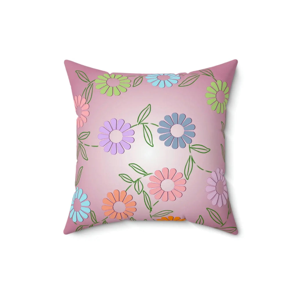 Colorful Flowers Polyester Square Pillow - Vibrant Home Decor - DipaliZ